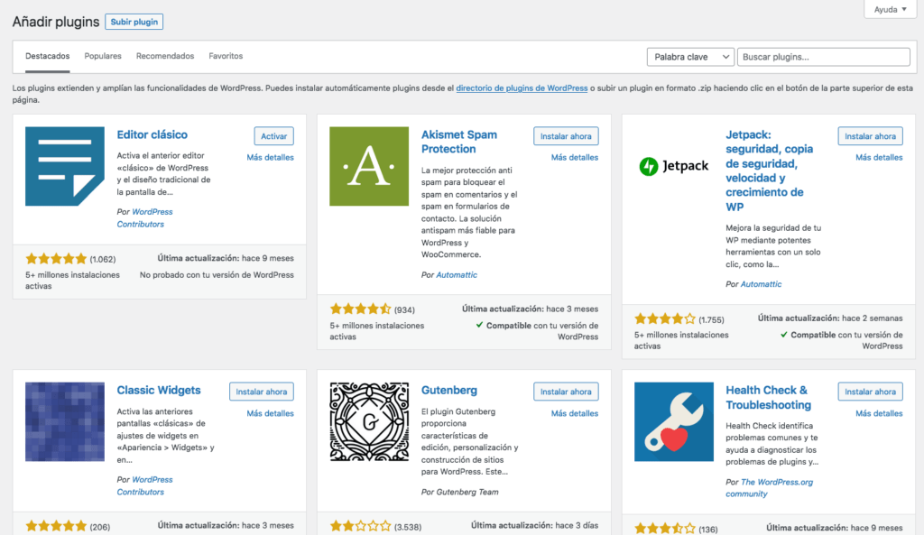 plugin del repositorio wordpress