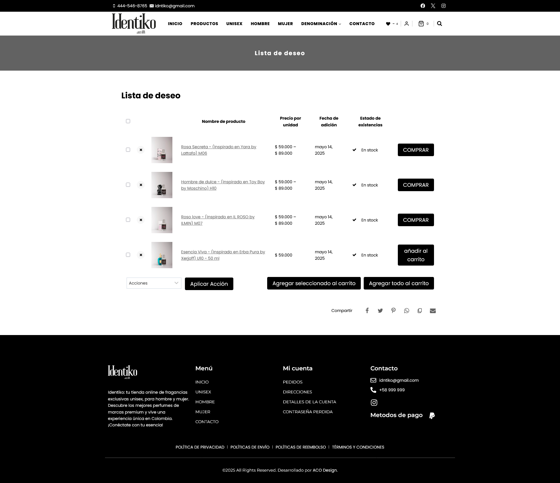 identiko 10 Lista de deseo – Identiko